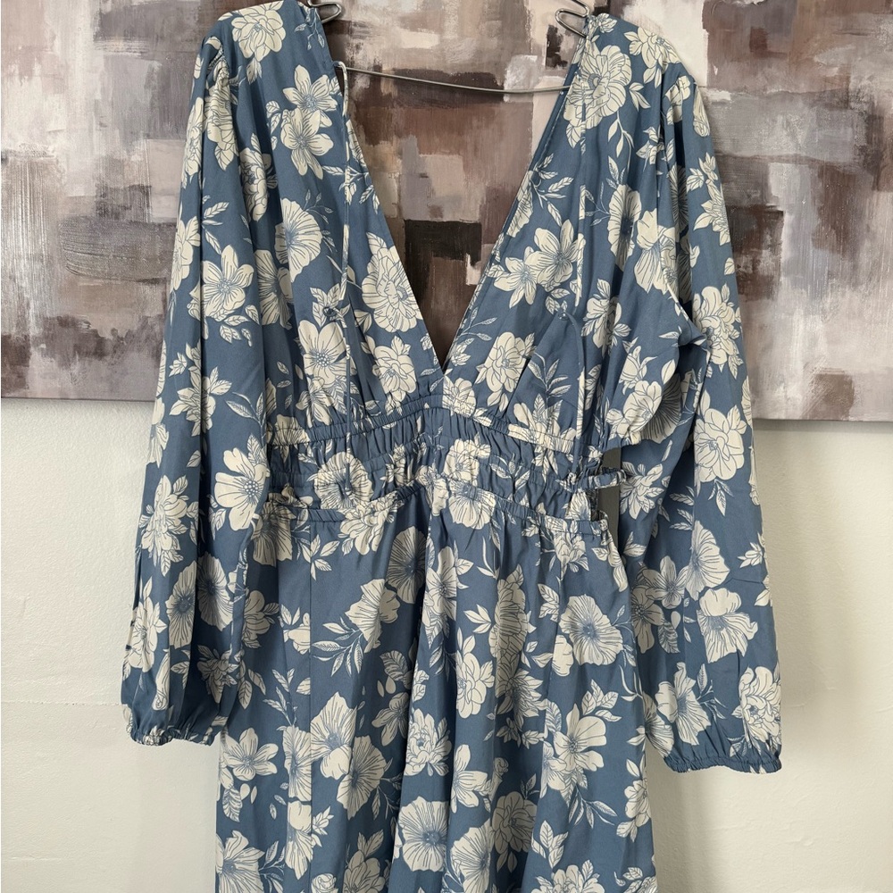 Floral Blue and White Dress
